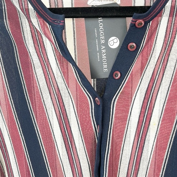 Chanel 06/C Burgundy Striped Buttoned-Henley Tunic - Picture 4 of 15